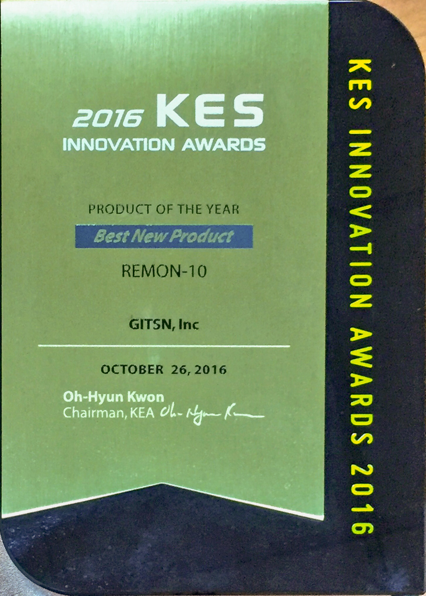 Award from the 2016 KES INNOVATION AWARDS
